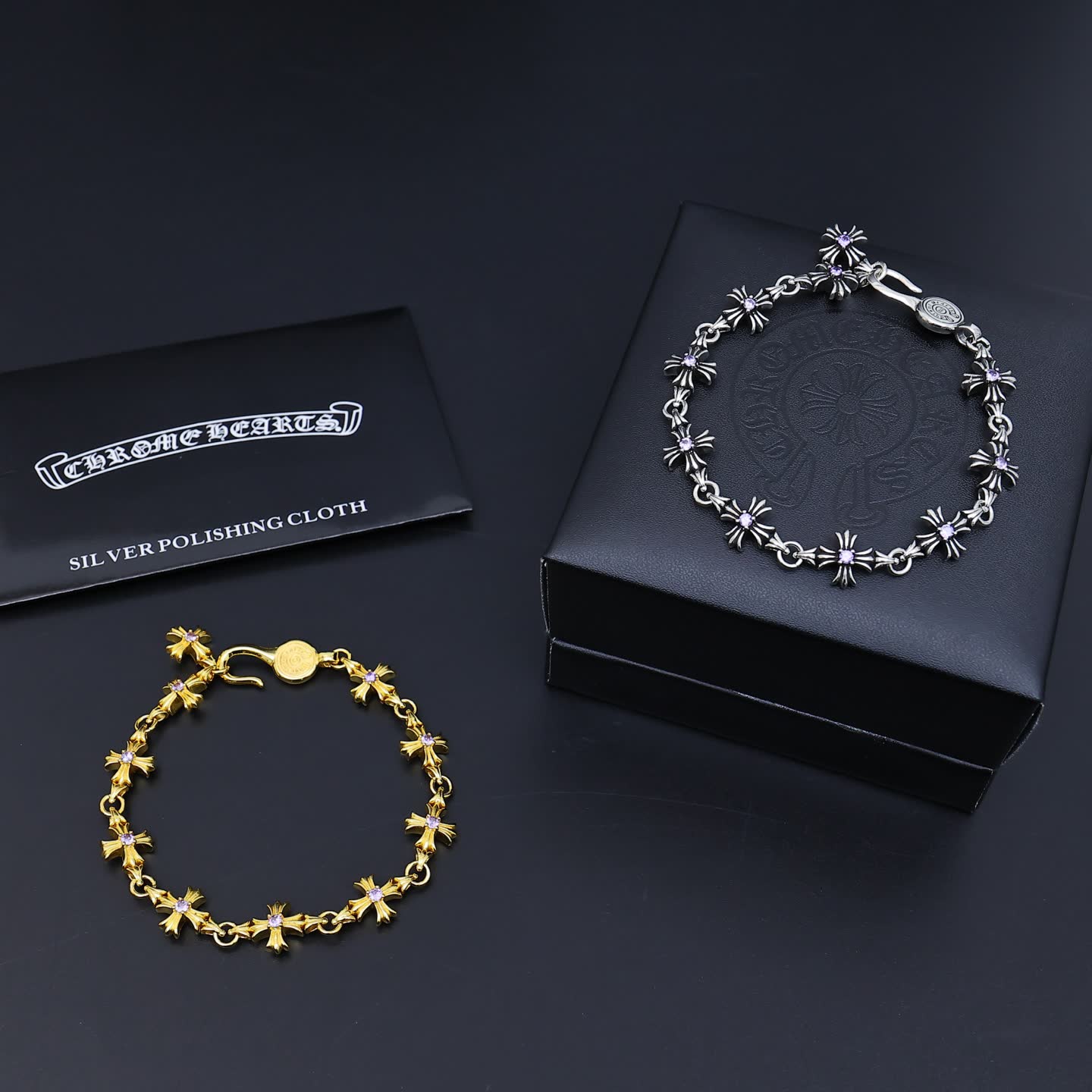 Chrome Hearts Bracelet - Gold and Silver Cross Design